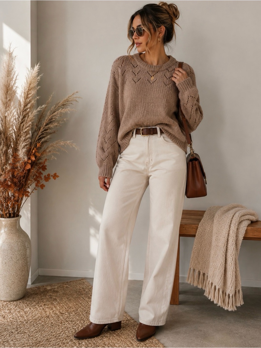Astr the label Women's Brown Crew Neck Sweater XL